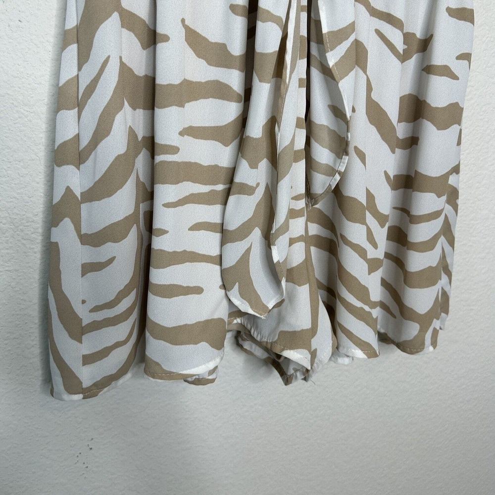 Adrienne Tan and White Zebra Print Tie Elastic Waist Romper M - Picture 5 of 10